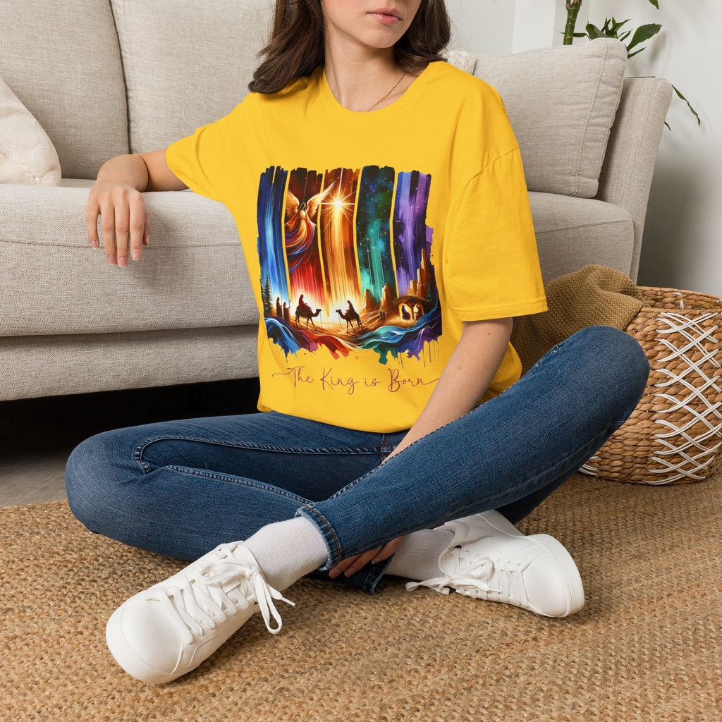 Vibrant Fantasy T-Shirt, Colorful Graphic Tee, Unisex Art Shirt, Great Gift for Fans, Unique Casual Wear, The King is Born Shirt