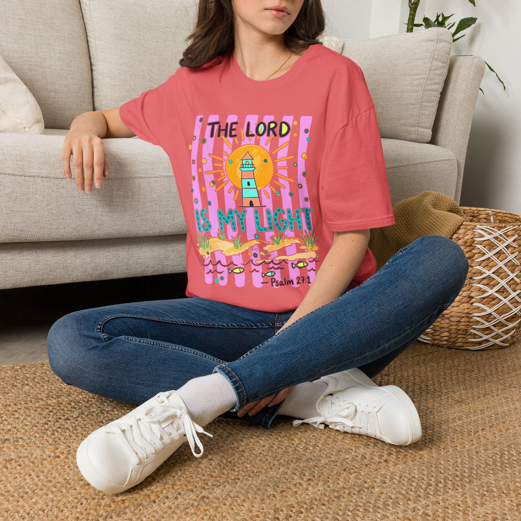 The Lord Is My Light Lighthouse Christian T-Shirt — Psalm 27:1  Inspirational Tee