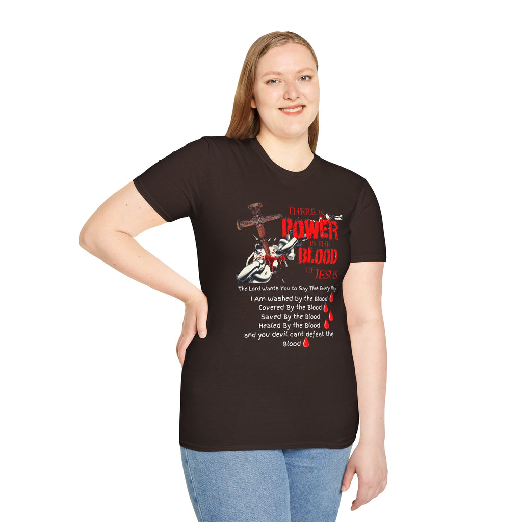 There's Power in the Blood of Jesus T-Shirt — Christian Cross Faith Shirt (Washed by the Blood)