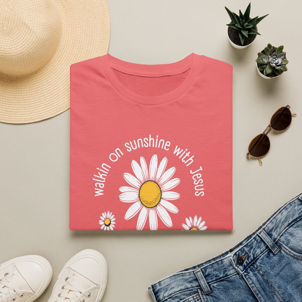 Be the Sunshine Daisy T-Shirt — "Walkin' on Sunshine with Jesus" Christian Tee (Psalm 118:24)