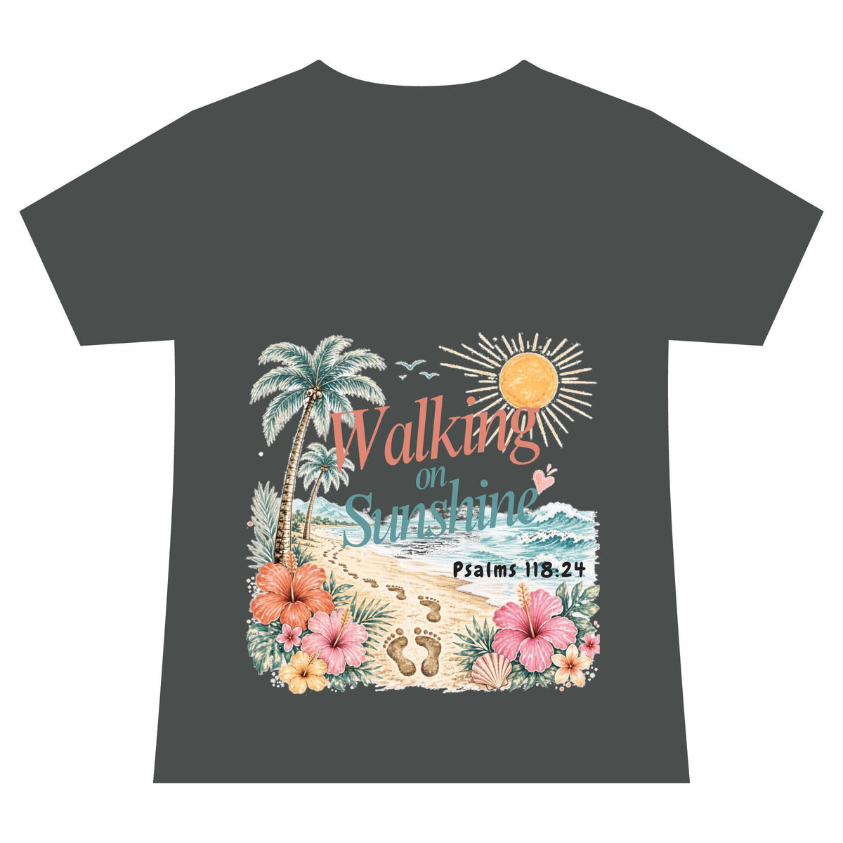 Beach Faith V-Neck Tee — "Walk on Sunshine" Psalms 118:24 Tropical Shirt