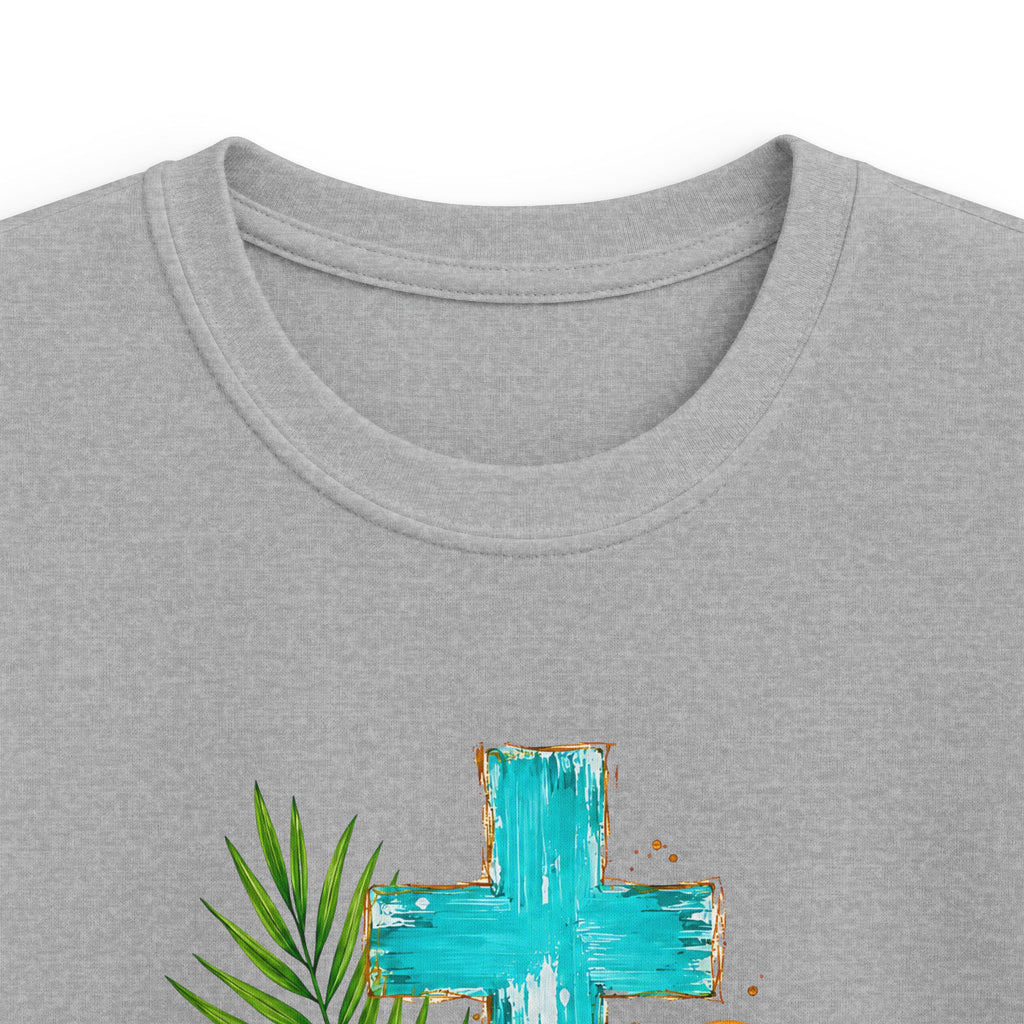 Kids Tee — Sunshine & Jesus Floral Cross Christian Graphic