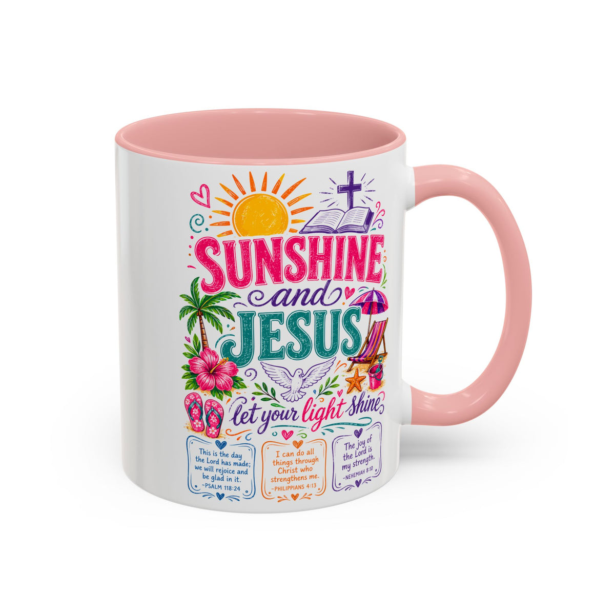 Sunshine and Jesus Coffee Mug — Faith-Inspired Beach Vibe Accent Mug (11/15oz)