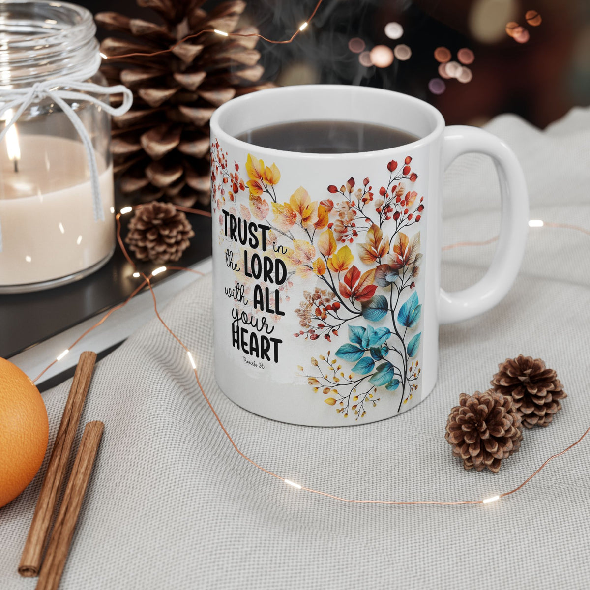 Trust in the Lord Scripture Mug | Floral Faith Coffee Cup