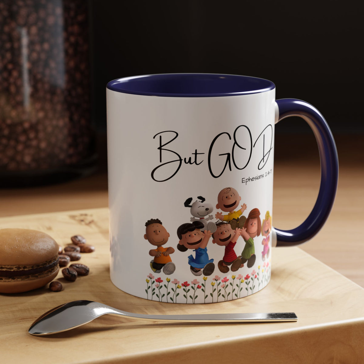 But God Scripture Coffee Mug — Genesis 50:20 Inspirational Heart Accent Mug (11/15oz)