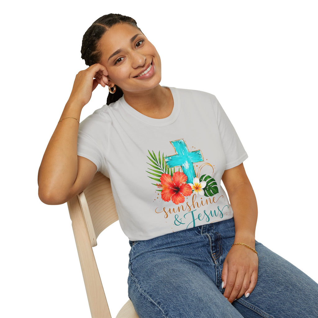 Sunshine & Jesus T-Shirt — Tropical Cross Christian Tee