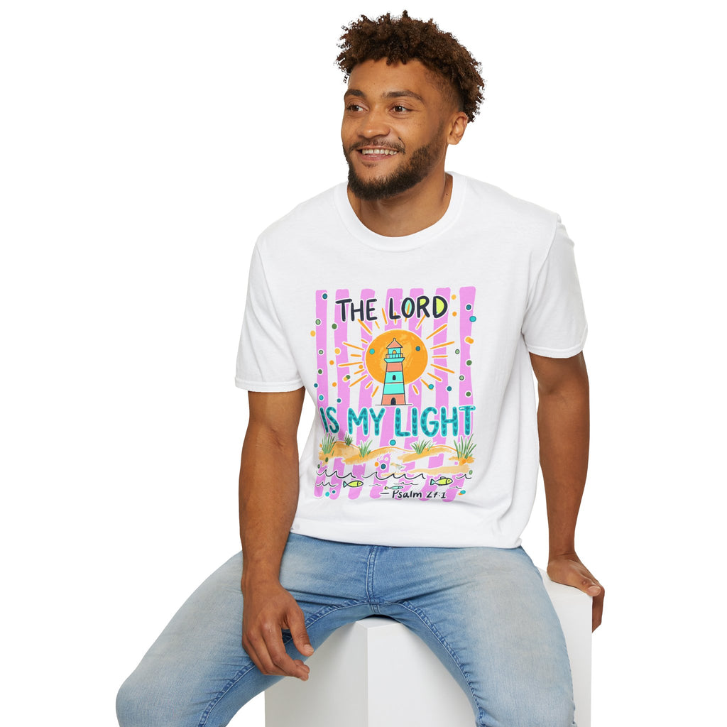 The Lord Is My Light Lighthouse Christian T-Shirt — Psalm 27:1  Inspirational Tee