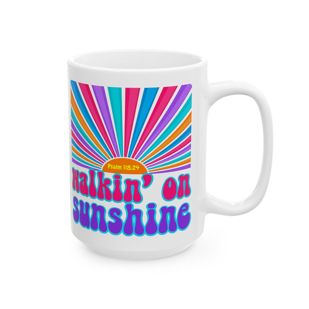 Walking on Sunshine Christian Coffee Mug — "Lord's Glory with Lori" Colorful Sunrise Faith Mug (11oz, 15oz)