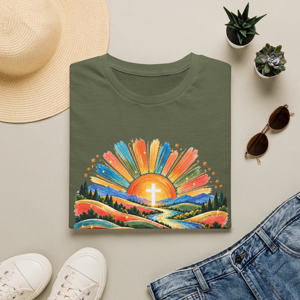 Walking On Sunshine with Lords Glory - with Lori Faith and Hope Christian Sunrise T-Shirt
