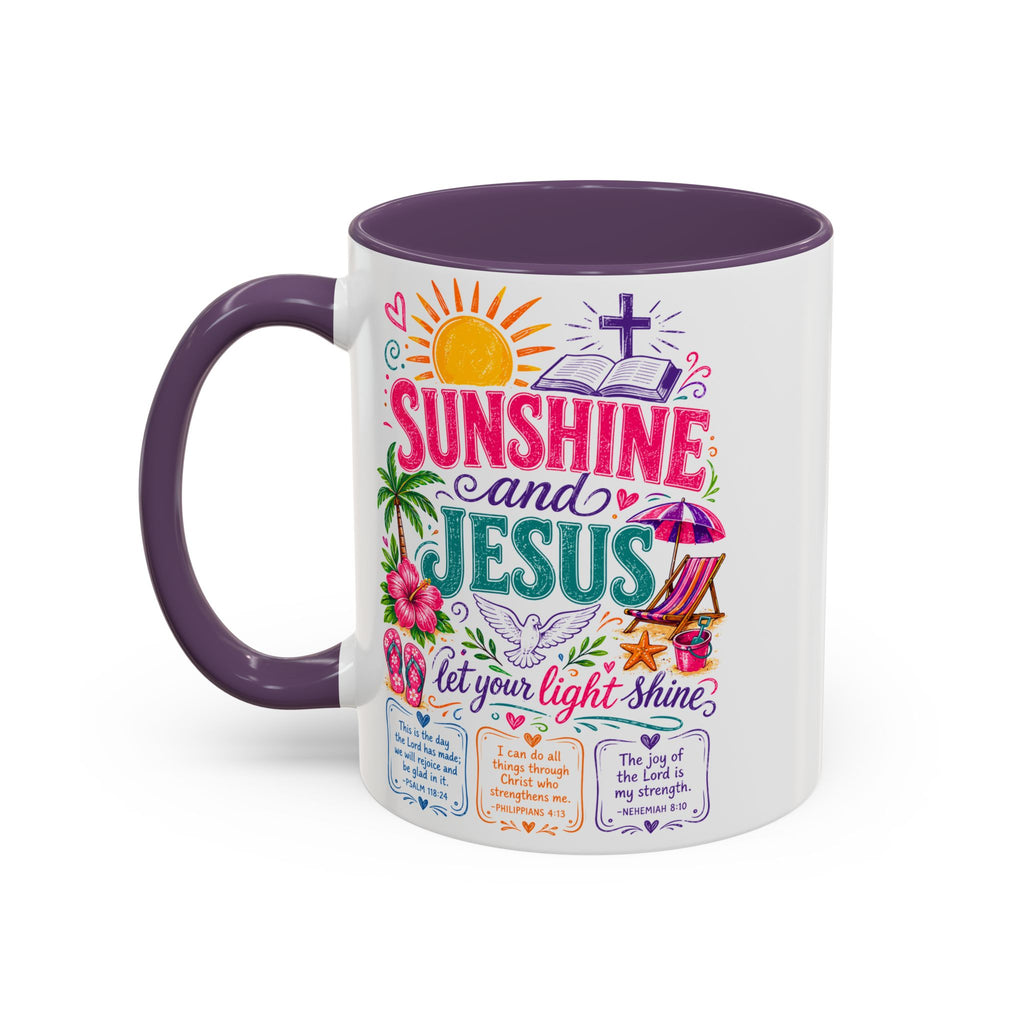 Sunshine and Jesus Coffee Mug — Faith-Inspired Beach Vibe Accent Mug (11/15oz)