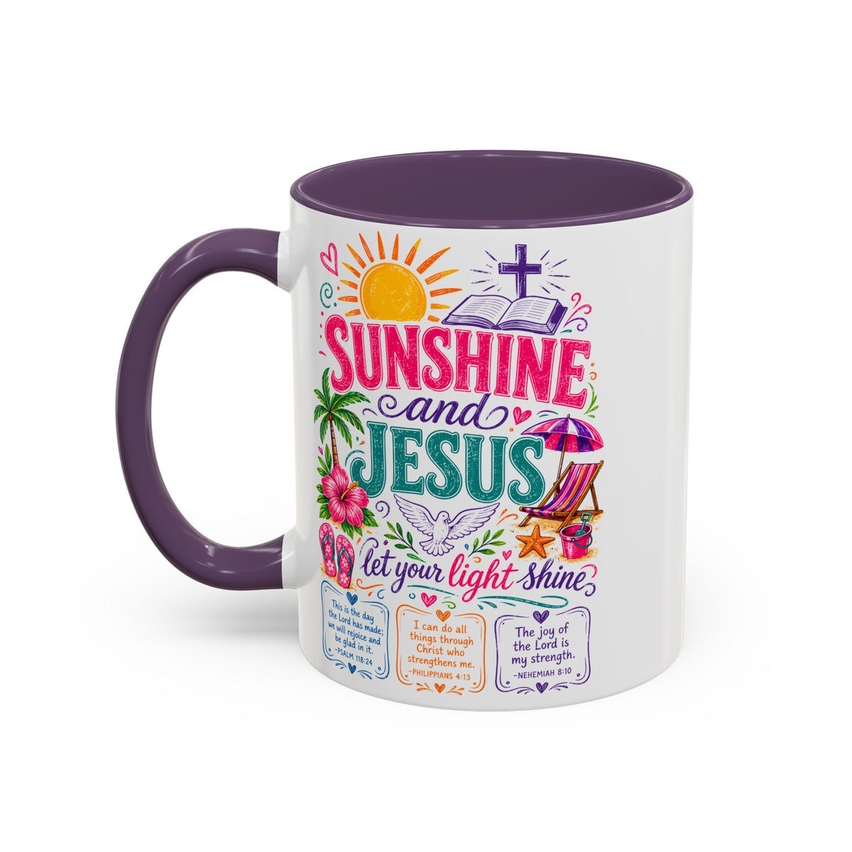 Sunshine and Jesus Coffee Mug — Faith-Inspired Beach Vibe Accent Mug (11/15oz)