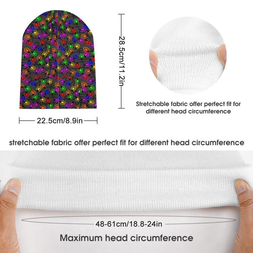 Christmas Lights Full printed knitted hat