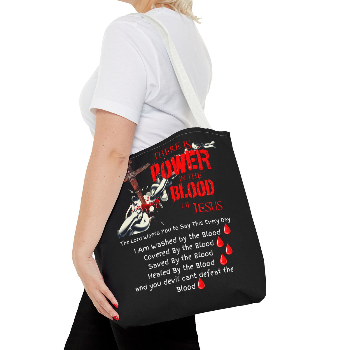 Tote — "The Power of the Blood of Jesus" Inspirational Christian Tote Bag