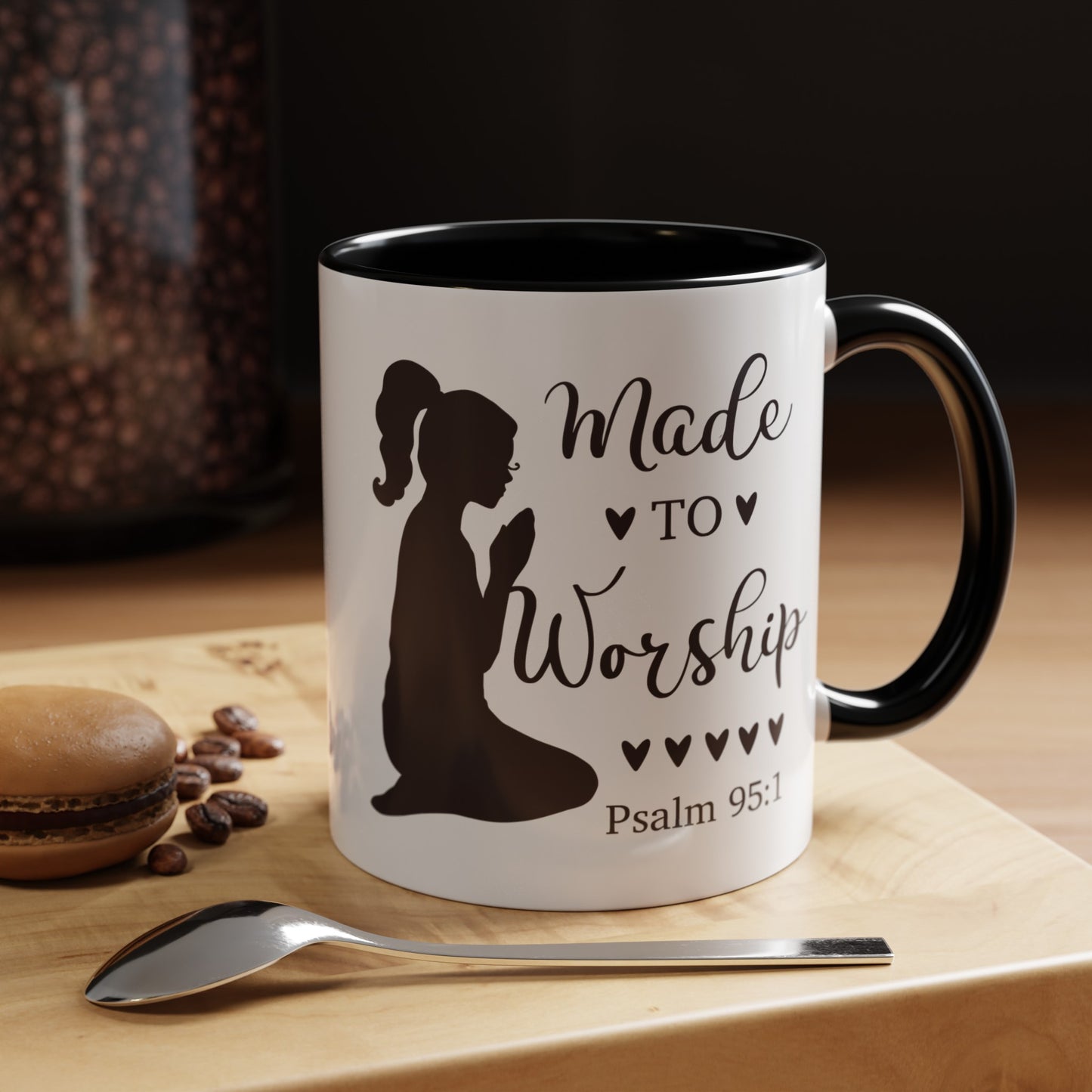 MADE TO WORSHIP - Psalm 95:1 5 Colors Accent Coffee Mug, 11oz