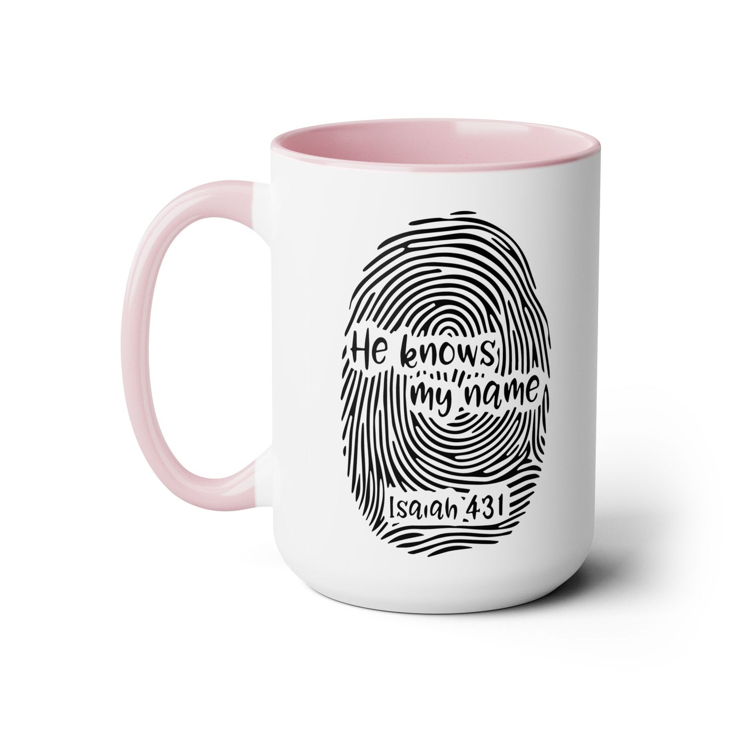 He Knows My Name - Two-Tone Coffee Mugs, 15oz