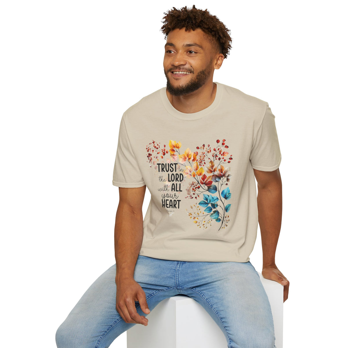 Trust the Lord with All Your Heart T-Shirt | Floral Scripture Design