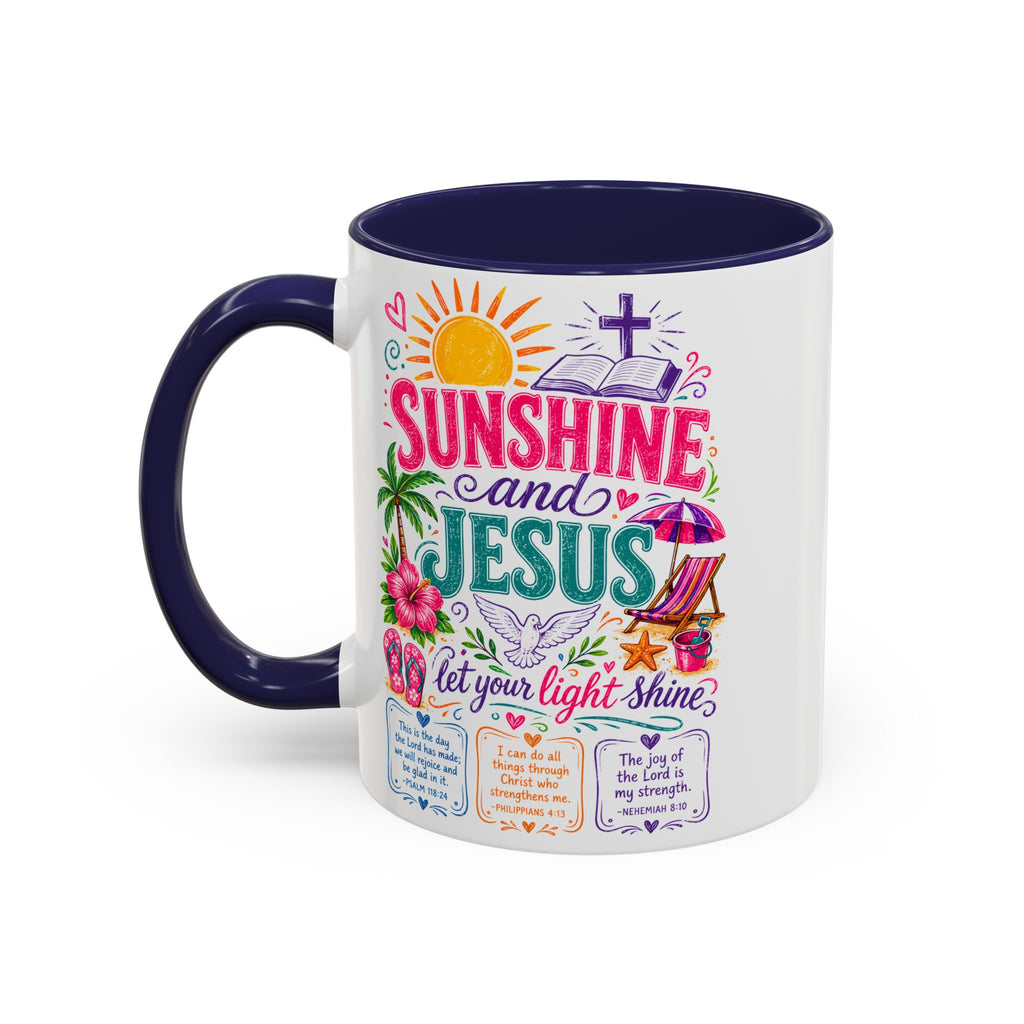 Sunshine and Jesus Coffee Mug — Faith-Inspired Beach Vibe Accent Mug (11/15oz)
