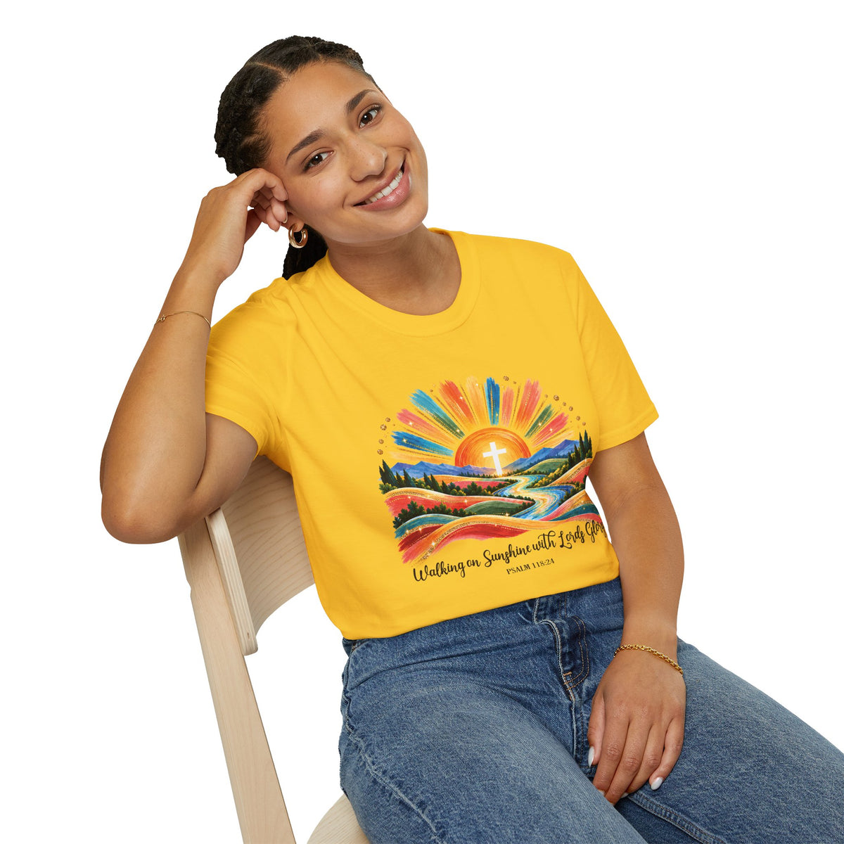 Walking On Sunshine with Lords Glory - with Lori Faith and Hope Christian Sunrise T-Shirt