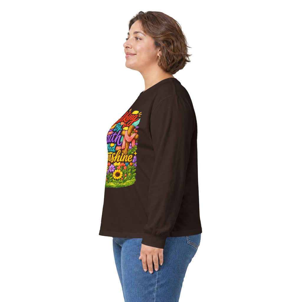 “Walking on Faith and Sunshine” Floral Long Sleeve Tee