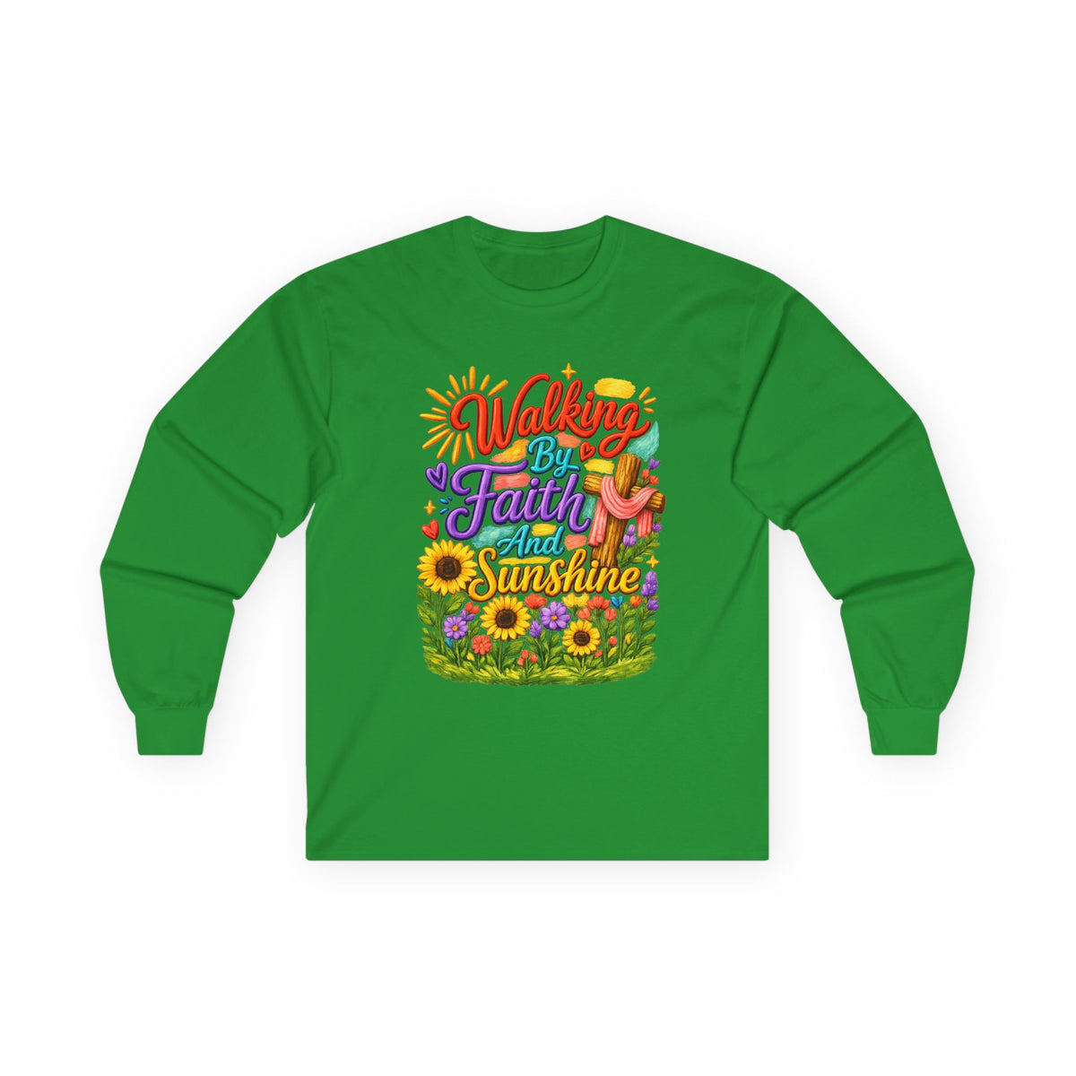 “Walking on Faith and Sunshine” Floral Long Sleeve Tee
