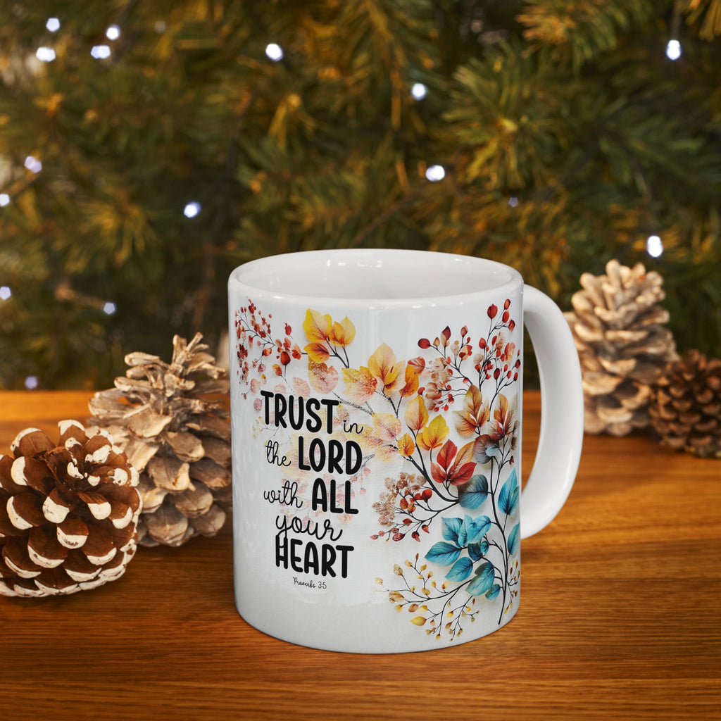 Trust in the Lord Scripture Mug | Floral Faith Coffee Cup