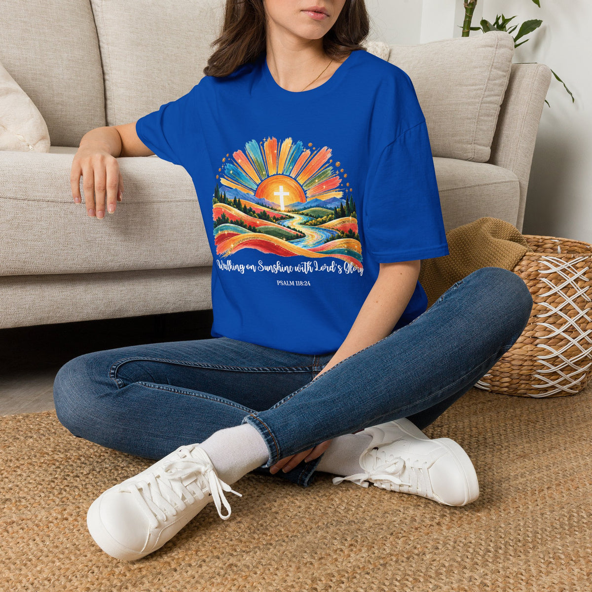 Walking On Sunshine with Lords Glory - with Lori Faith and Hope Christian Sunrise T-Shirt