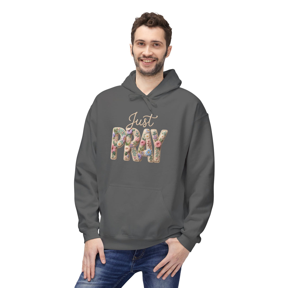 Just Pray floral letters Hoodie | Faith Christian sweatshirt design