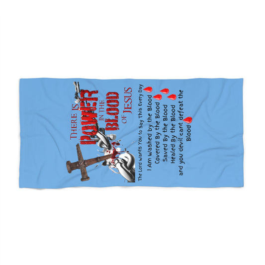 The Power of the Blood of Jesus - Light Blue Beach Towel