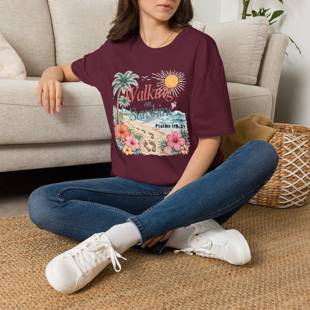 Walking on Sunshine T-Shirt — Tropical Floral Psalms 118:24 Tee