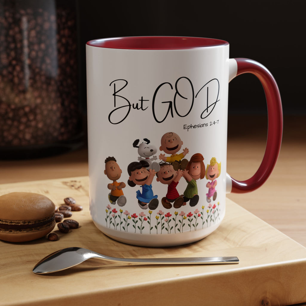But God Scripture Coffee Mug — Genesis 50:20 Inspirational Heart Accent Mug (11/15oz)