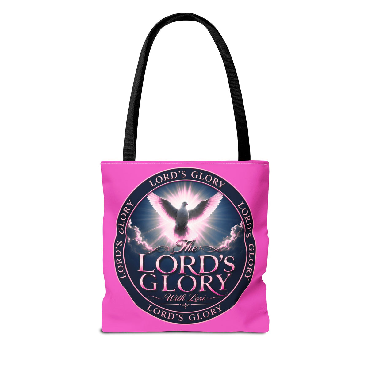 Religious Tote Bag - "The Lord's Glory with Lori" Pink All-Over-Print Christian Tote