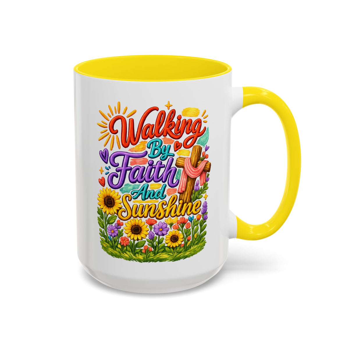Walking by Faith and Sunshine Inspirational Coffee Mug