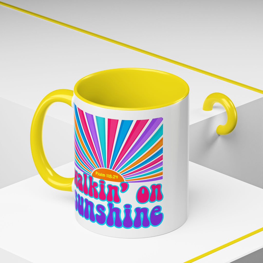 Coffee Mug — "Walkin' on Sunshine" Retro Psalm 118:24 Accent Mug