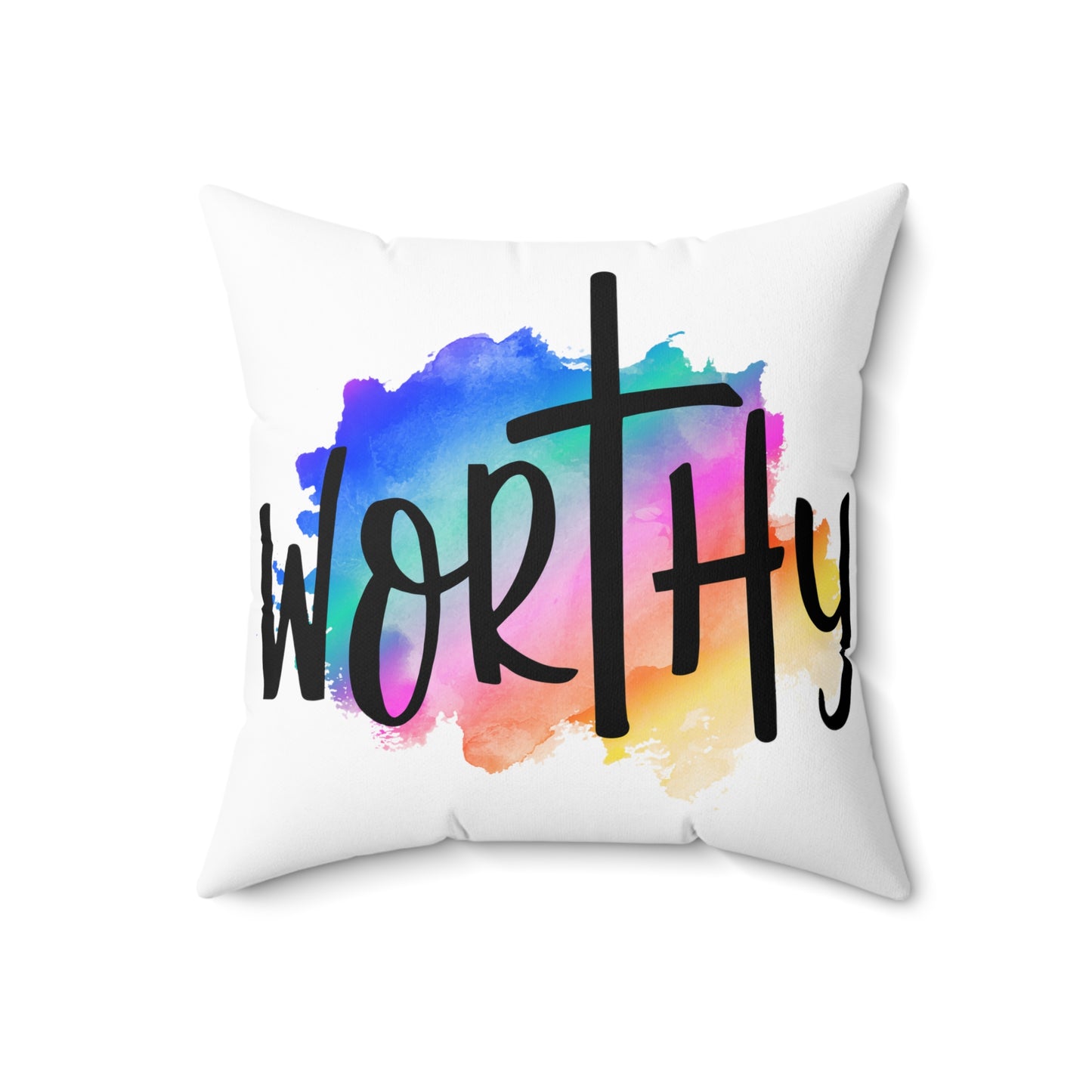 WORTHY, JOHN 3:16 - Blessed Polyester Square Pillow