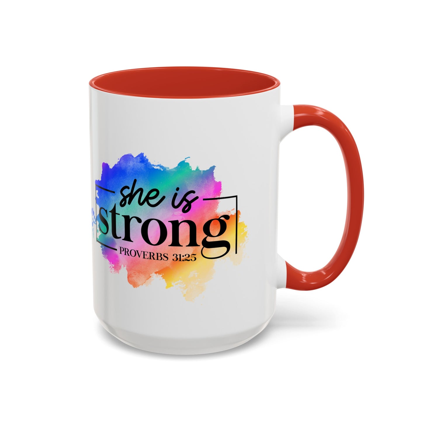 SHE IS STRONG - 5 Colors Accent Coffee Mug, 11oz