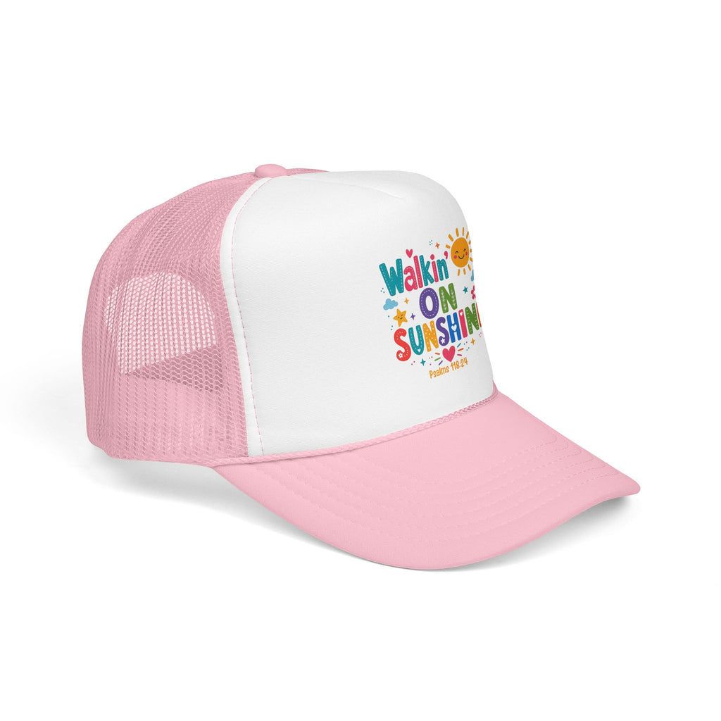 Walkin' on Sunshine Foam Trucker Hat — Retro Colorful Sunshine Design Psalm 118:24