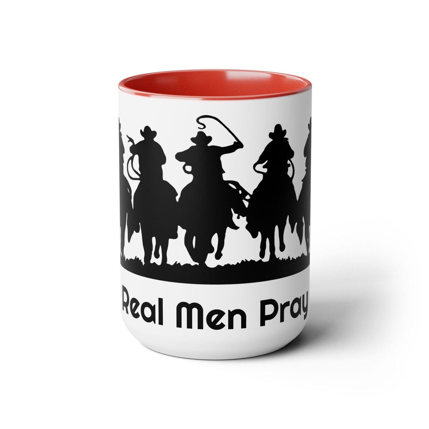 Real Men Pray - Two-Tone Coffee Mugs, Cowboys 15oz