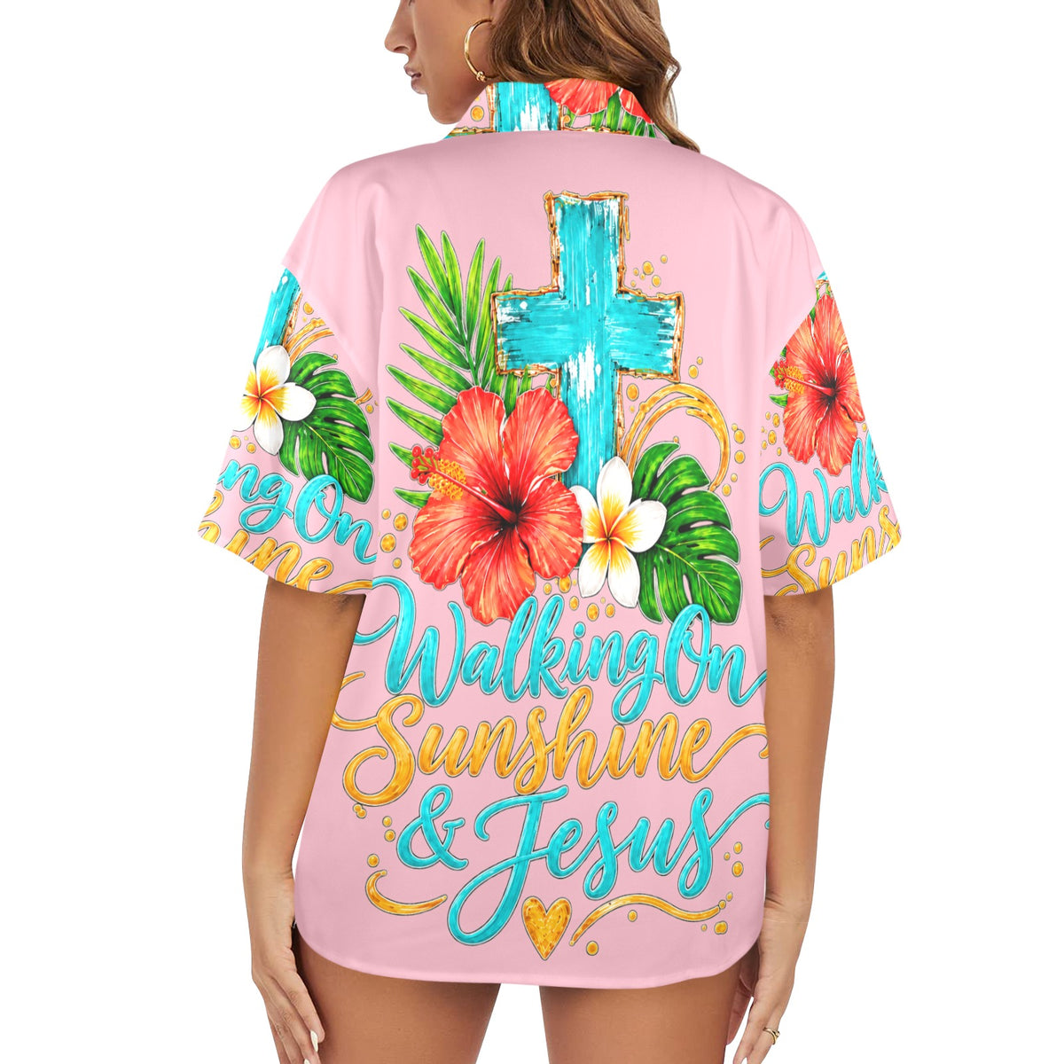 Women's All Over Print Hawaiian Shirt （Made in USA，Ships to USA Only）