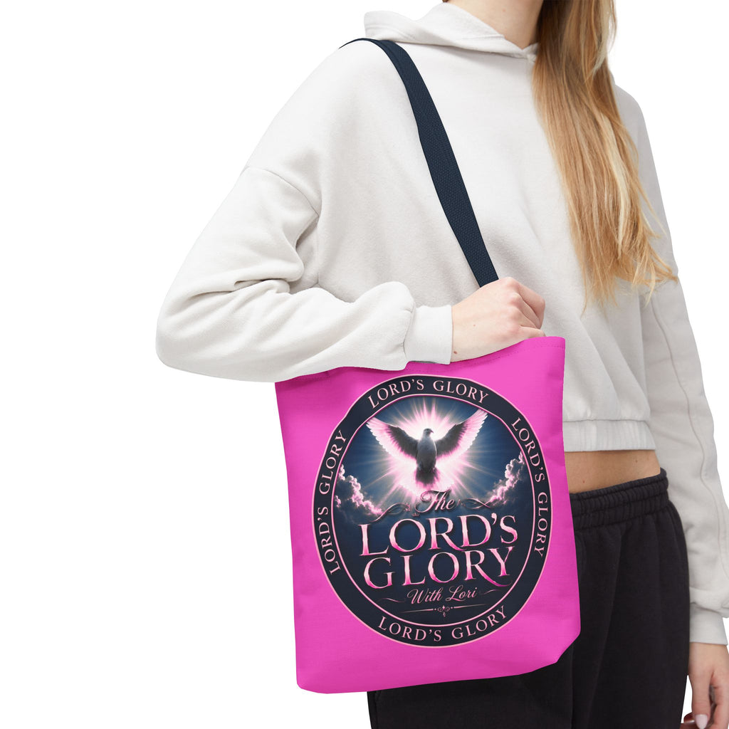 Religious Tote Bag - "The Lord's Glory with Lori" Pink All-Over-Print Christian Tote
