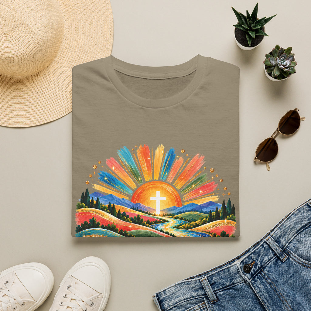 Walking On Sunshine with Lords Glory - with Lori Faith and Hope Christian Sunrise T-Shirt