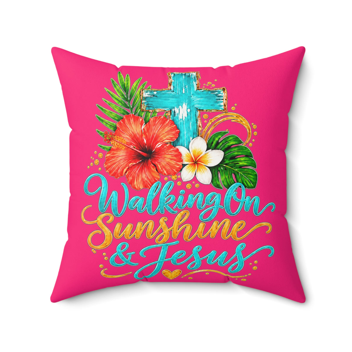 Walking on Sunshine Faux Suede Square Pillow