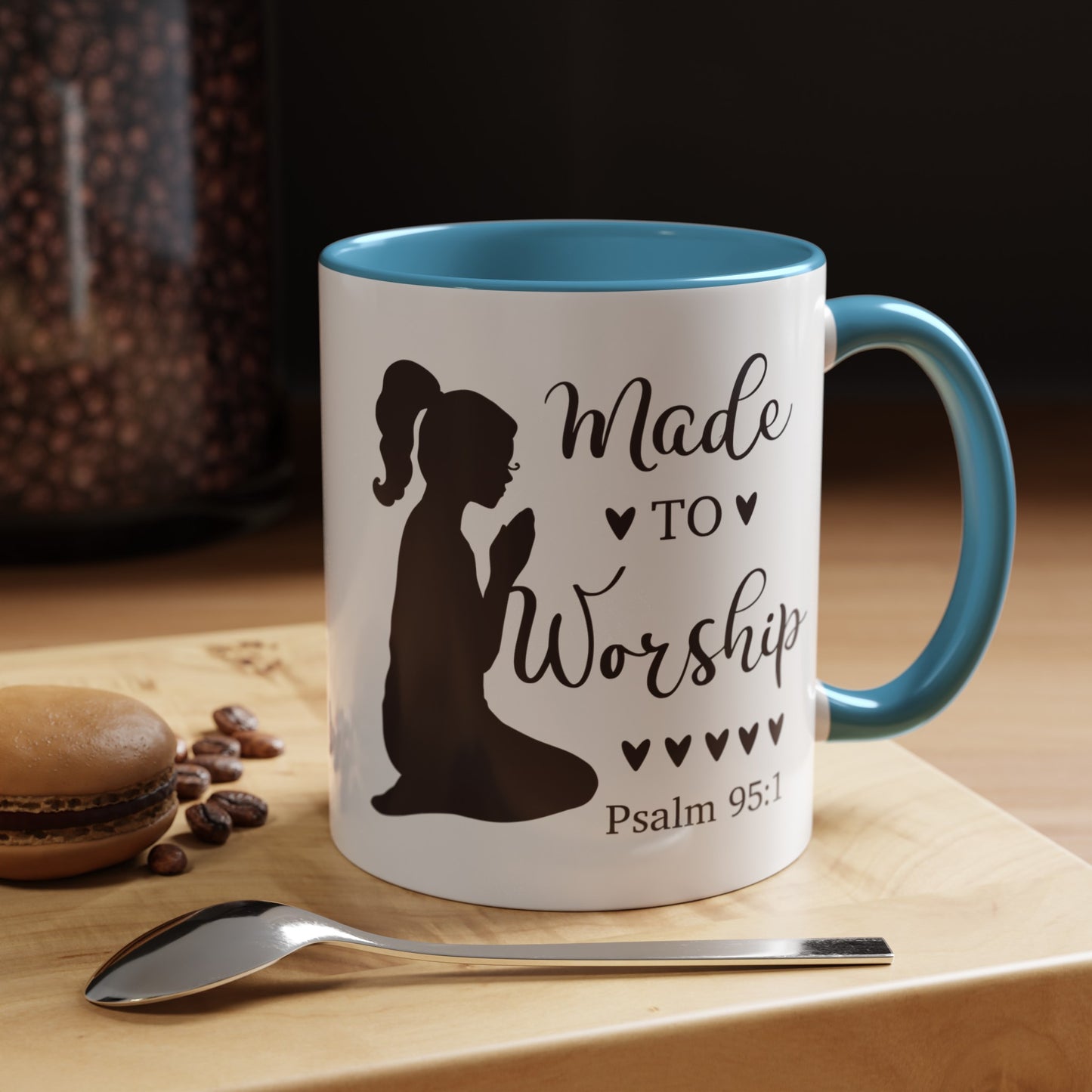 MADE TO WORSHIP - Psalm 95:1 5 Colors Accent Coffee Mug, 11oz