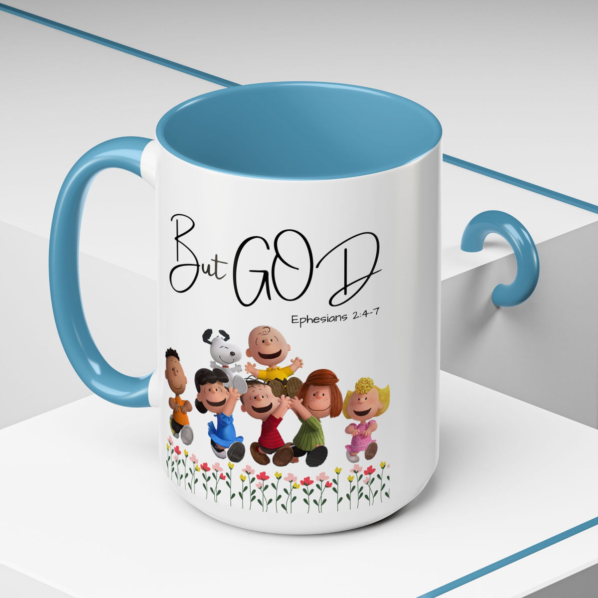 But God Scripture Coffee Mug — Genesis 50:20 Inspirational Heart Accent Mug (11/15oz)