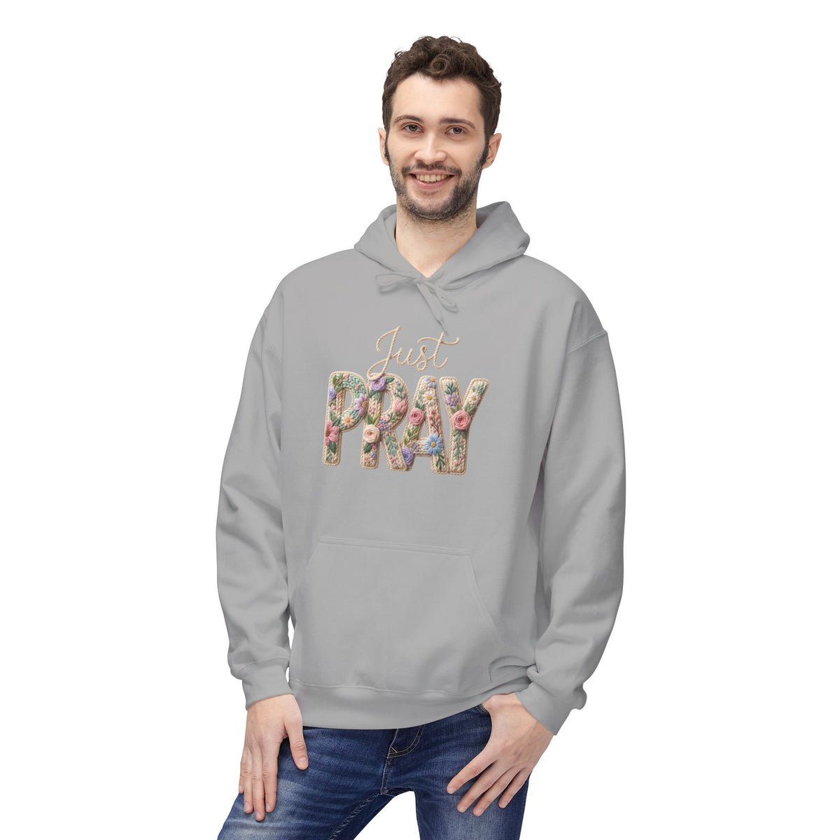Just Pray floral letters Hoodie | Faith Christian sweatshirt design