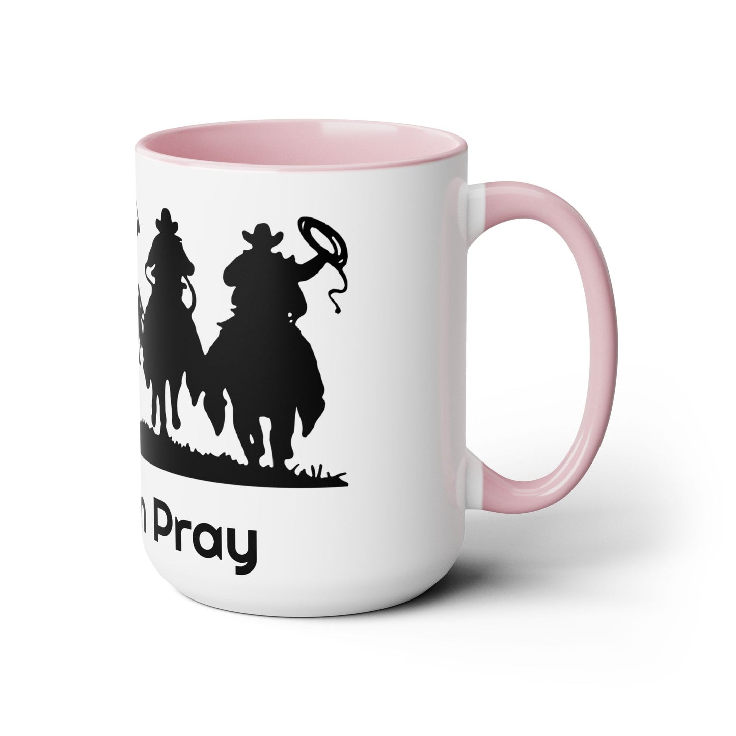 Real Men Pray - Two-Tone Coffee Mugs, Cowboys 15oz