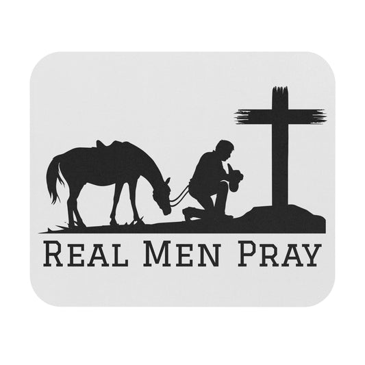 Real Men Pray Cowboy Praying Mouse Pad (Rectangle)