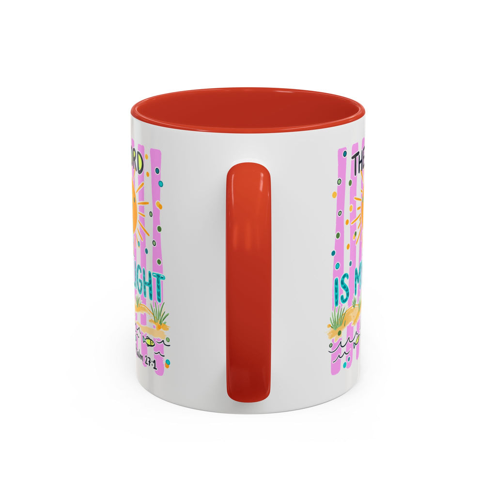 Christian Coffee Mug - "The Lord Is My Light" Lighthouse Psalm 27:1 Accent Mug