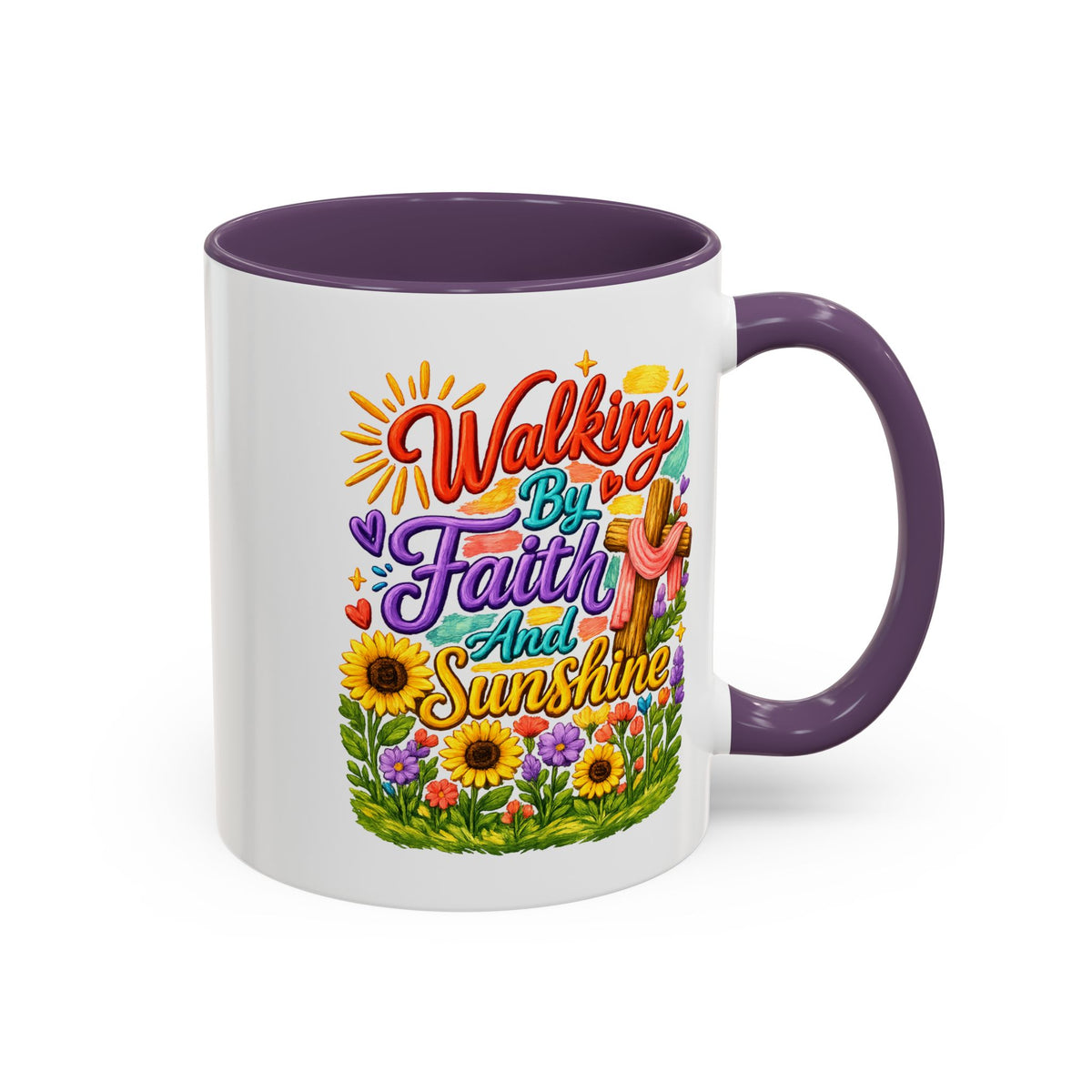 Walking by Faith and Sunshine Inspirational Coffee Mug