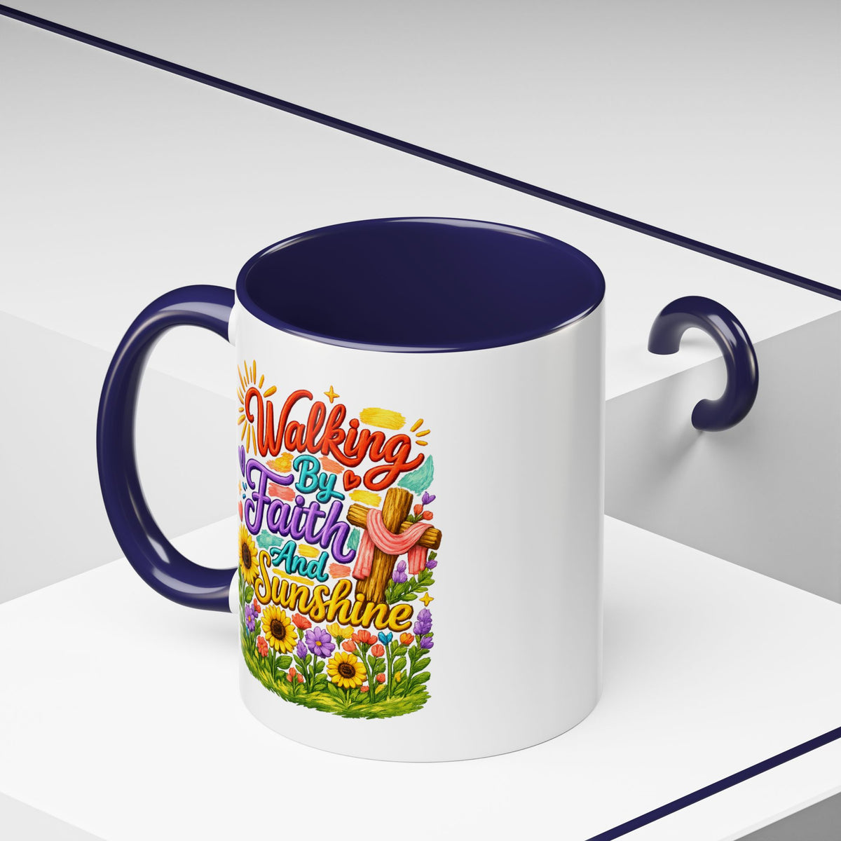 Walking by Faith and Sunshine Inspirational Coffee Mug
