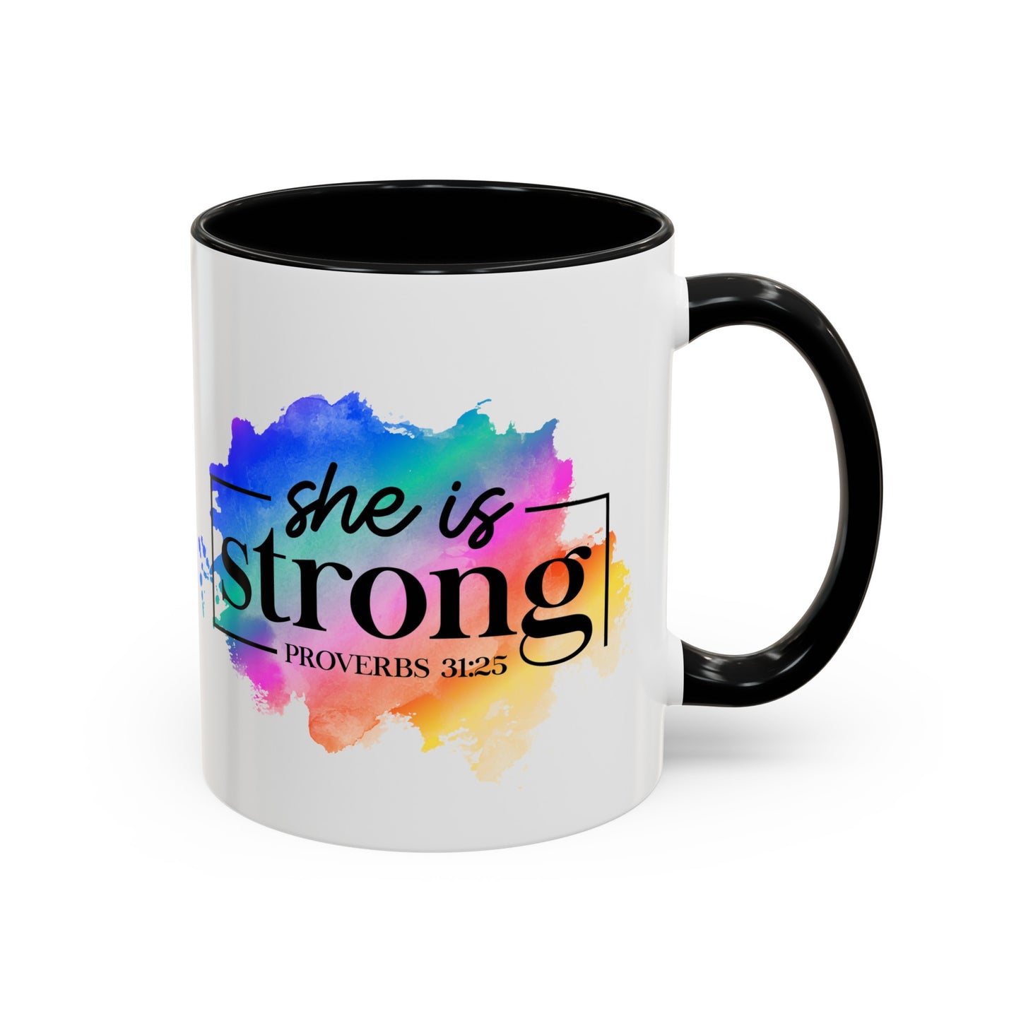 SHE IS STRONG - 5 Colors Accent Coffee Mug, 11oz